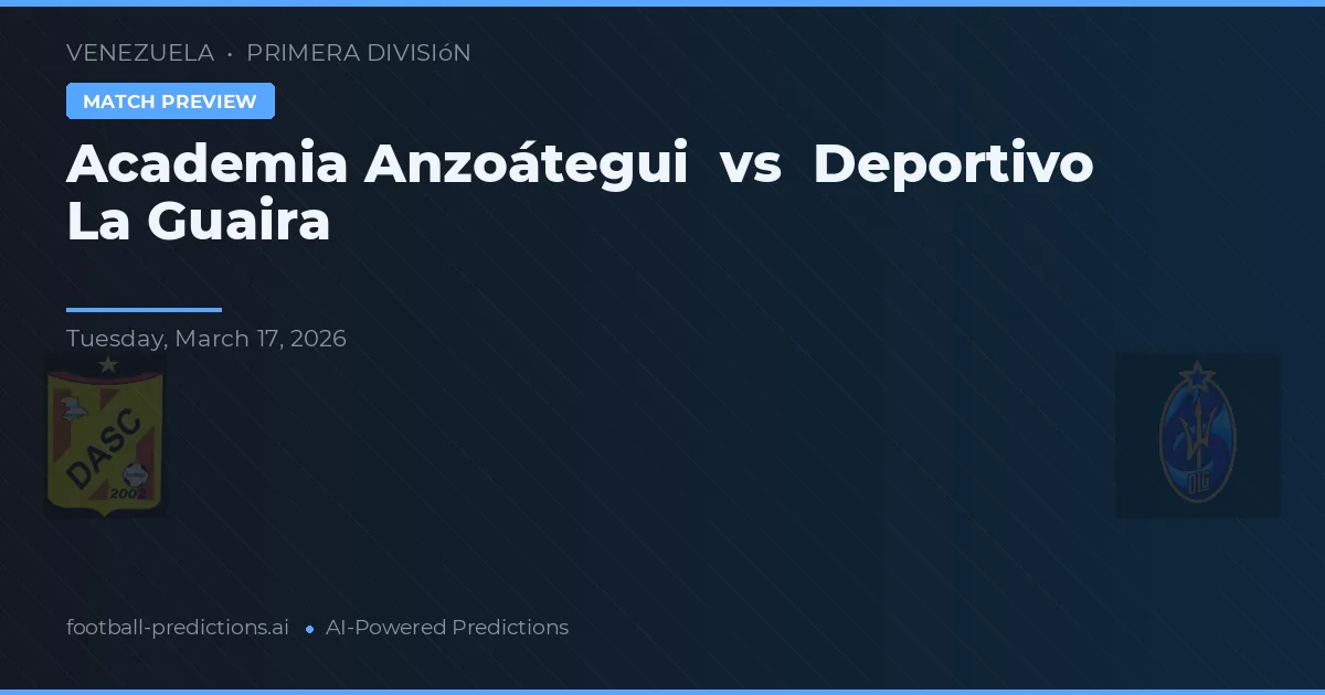 Akademie Anzoátegui vs Deportivo La Guaira — předpověď a náhled zápasu