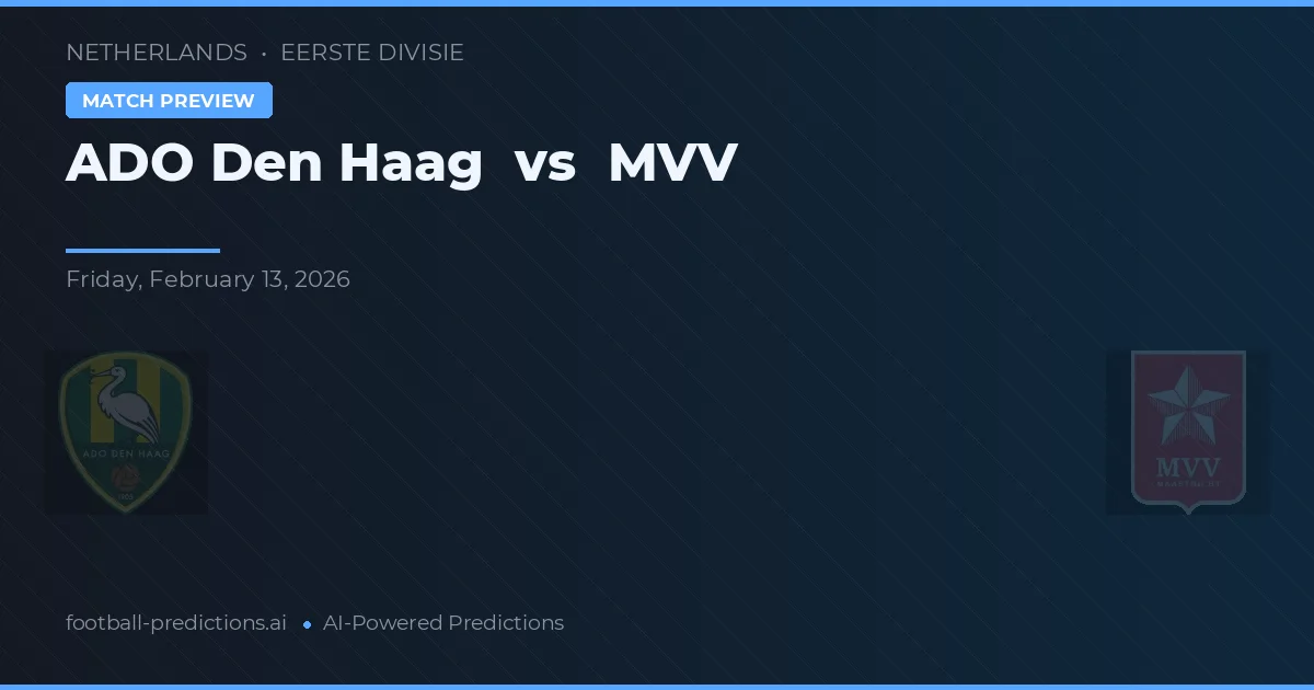Ado Den Haag vs MVV — předpověď a náhled zápasu