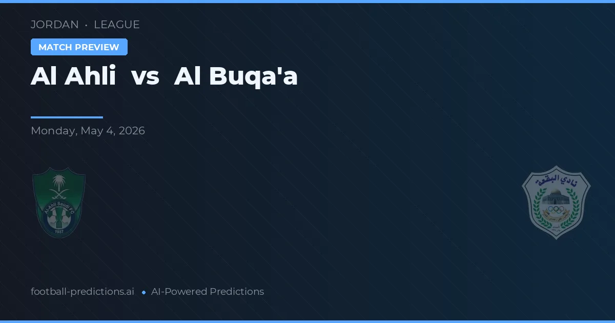 Al-Ahli vs Al Buqa'a — předpověď a náhled zápasu