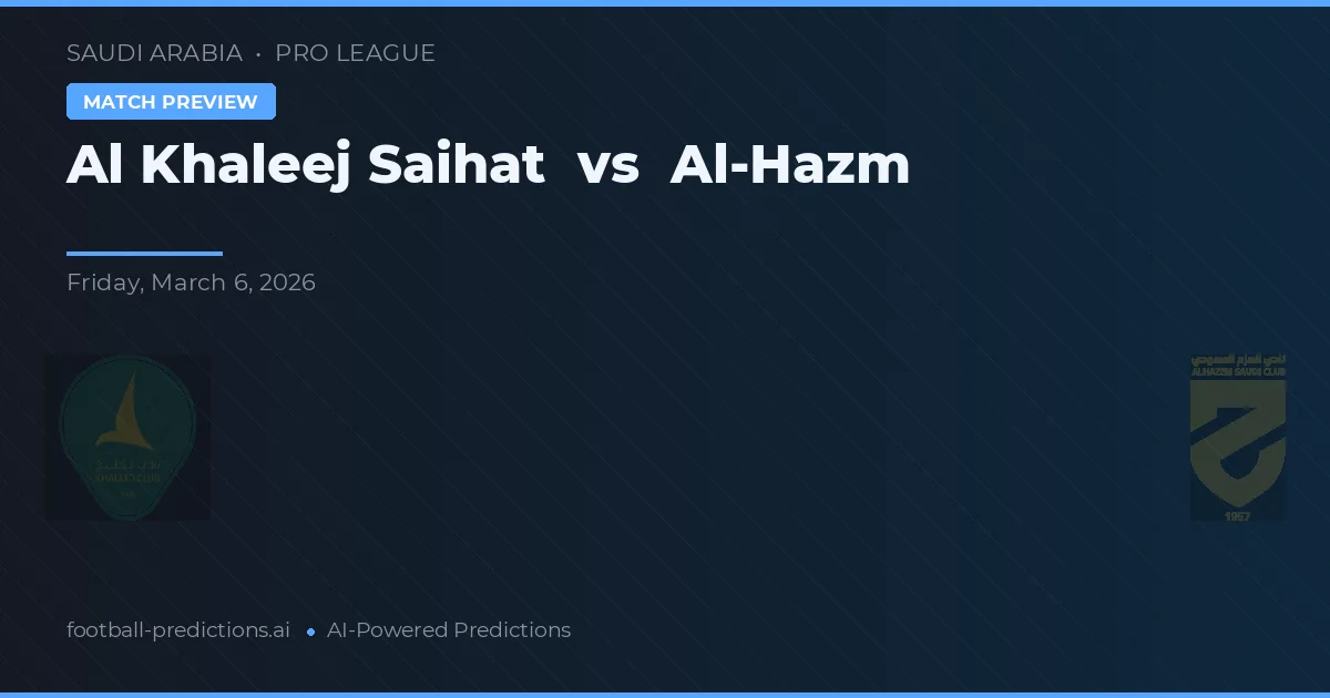 Al Khaleej Saihat vs Al-Hazm — předpověď a náhled zápasu