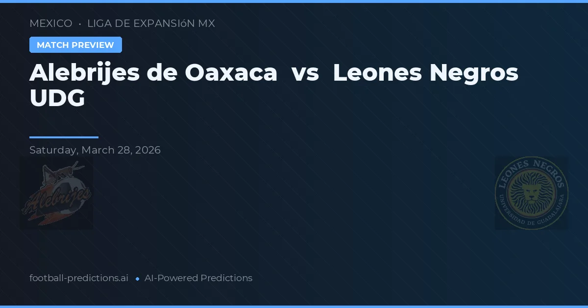 Alebrijes de Oaxaca vs Leones Negros UDG — předpověď a náhled zápasu