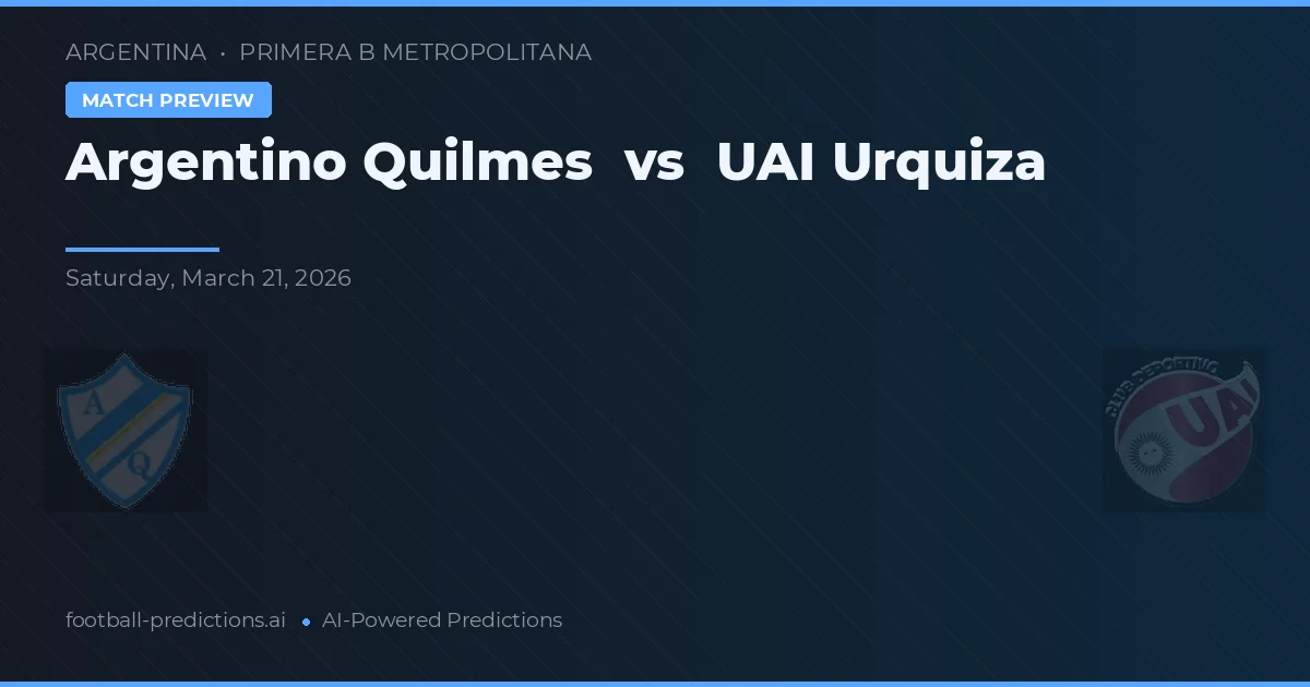 Argentino Quilmes vs UAI Urquiza — předpověď a náhled zápasu
