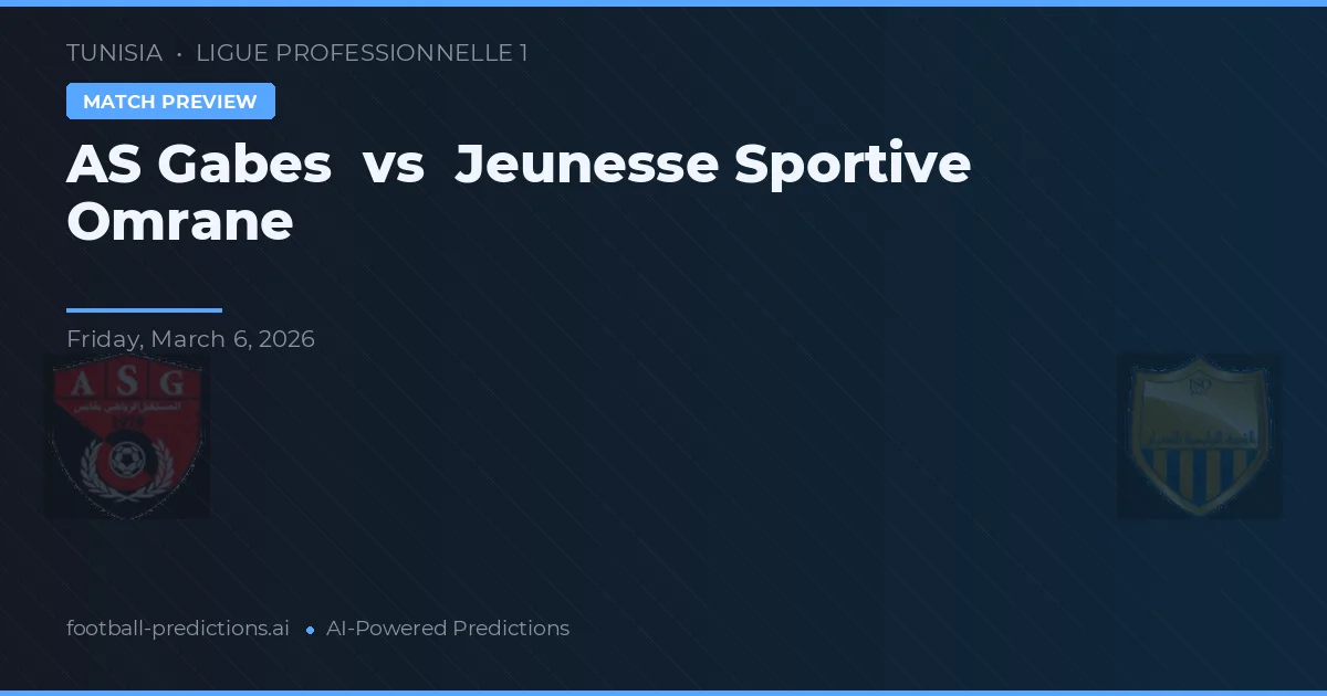 AS Gabès vs Jeunesse Sportive Omrane — předpověď a náhled zápasu