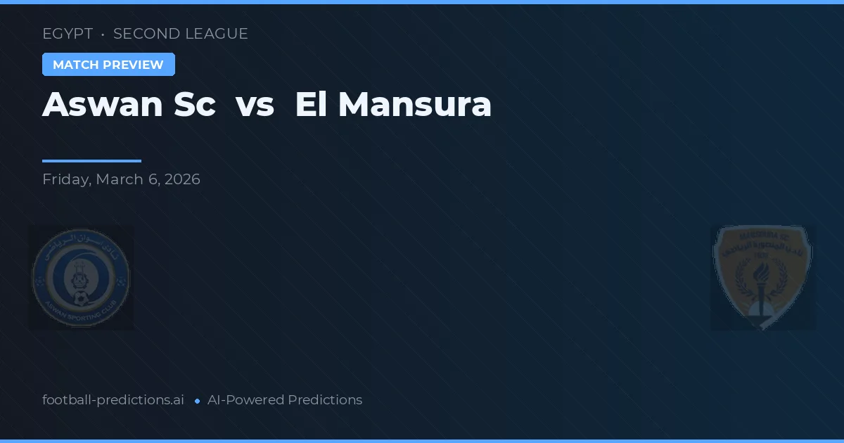 Aswan SC vs El Mansura — předpověď a náhled zápasu