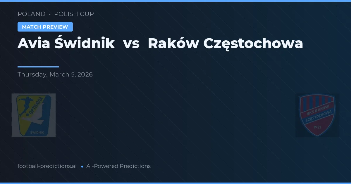 Avia Świdnik vs Raków Częstochowa — předpověď a náhled zápasu