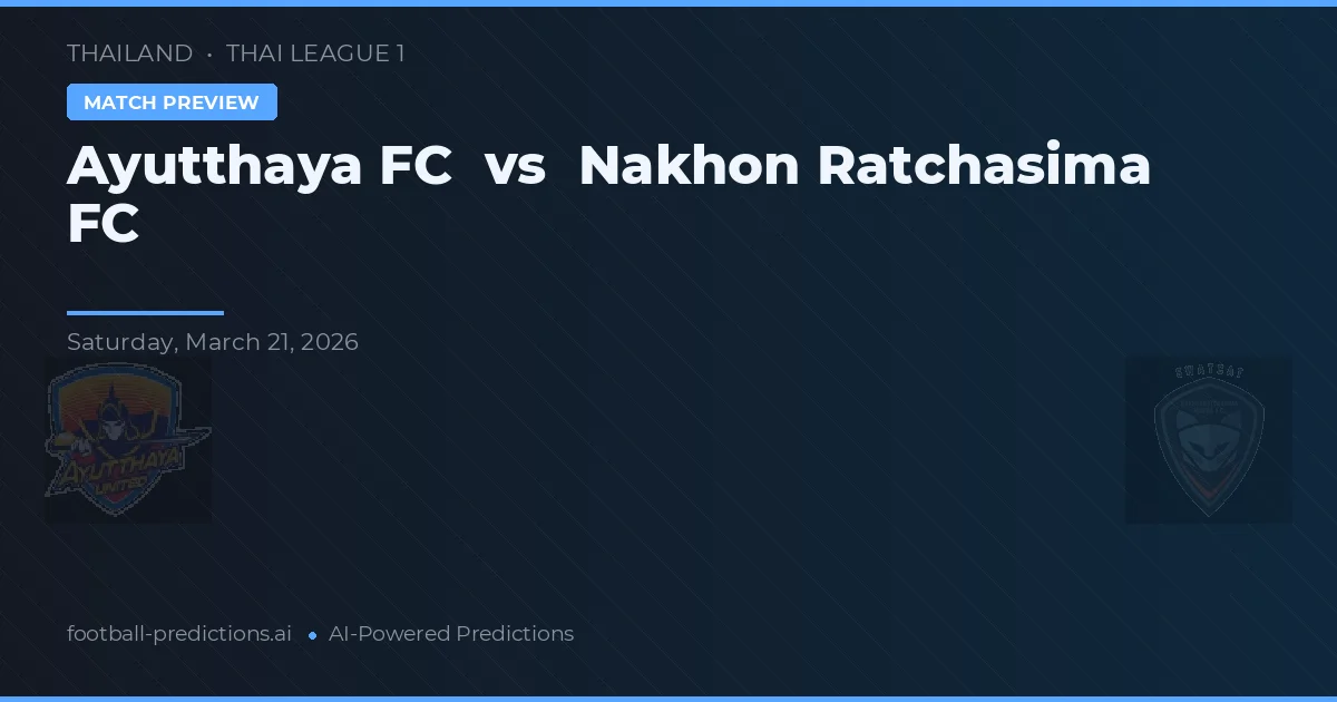 Ayutthaya FC vs Nakhon Ratchasima FC — předpověď a náhled zápasu