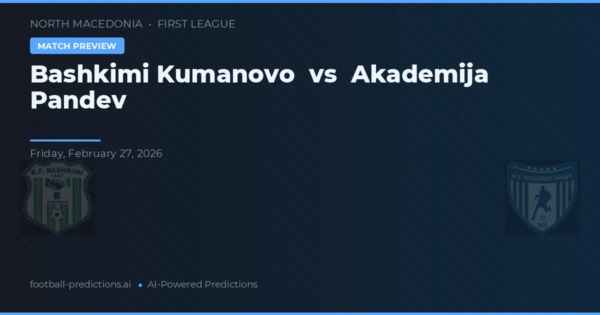 Bashkimi Kumanovo vs Academija Pandev — předpověď a náhled zápasu