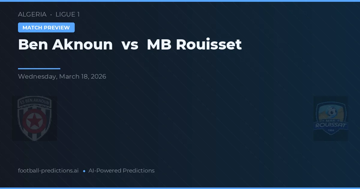 Ben Aknoun vs MB Rouisset — předpověď a náhled zápasu