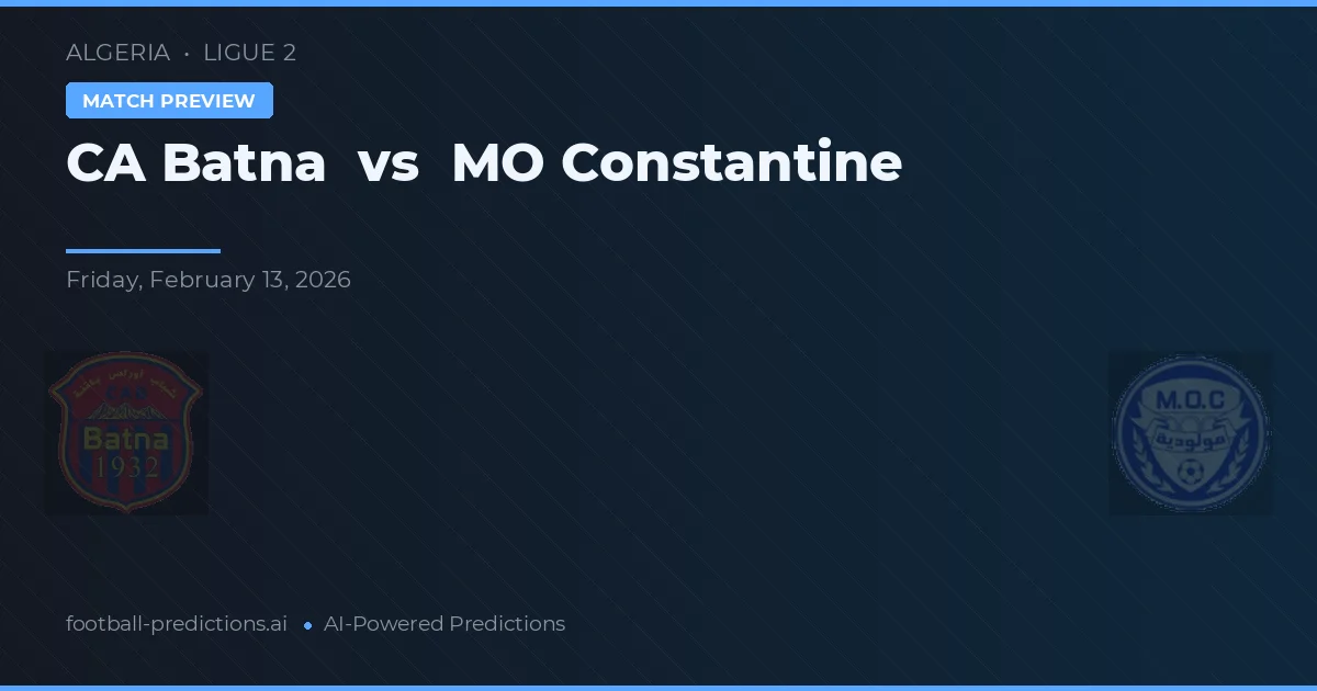 CA Batna vs MO Constantine — předpověď a náhled zápasu