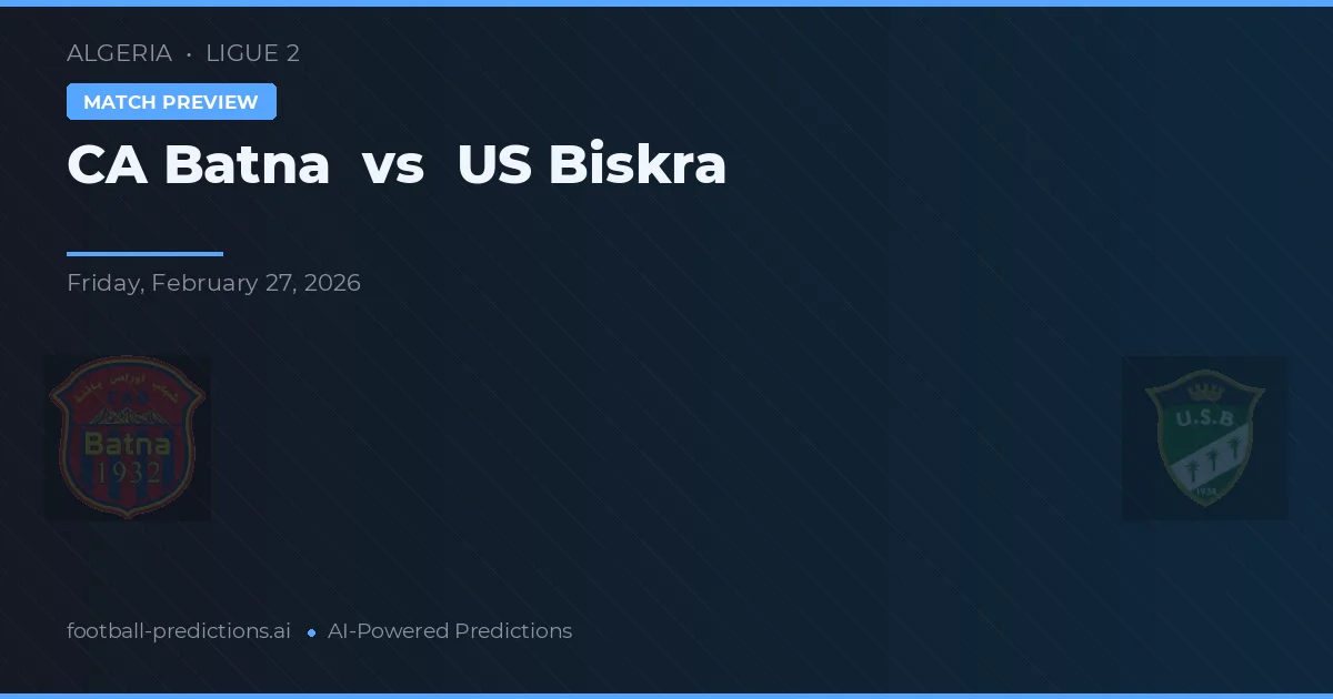 CA Batna vs US Biskra — předpověď a náhled zápasu