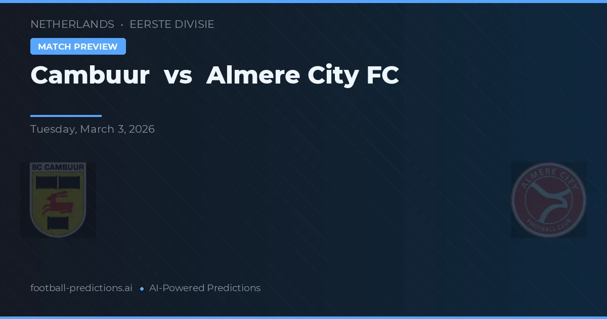 SC Cambuur vs Almere City FC — předpověď a náhled zápasu