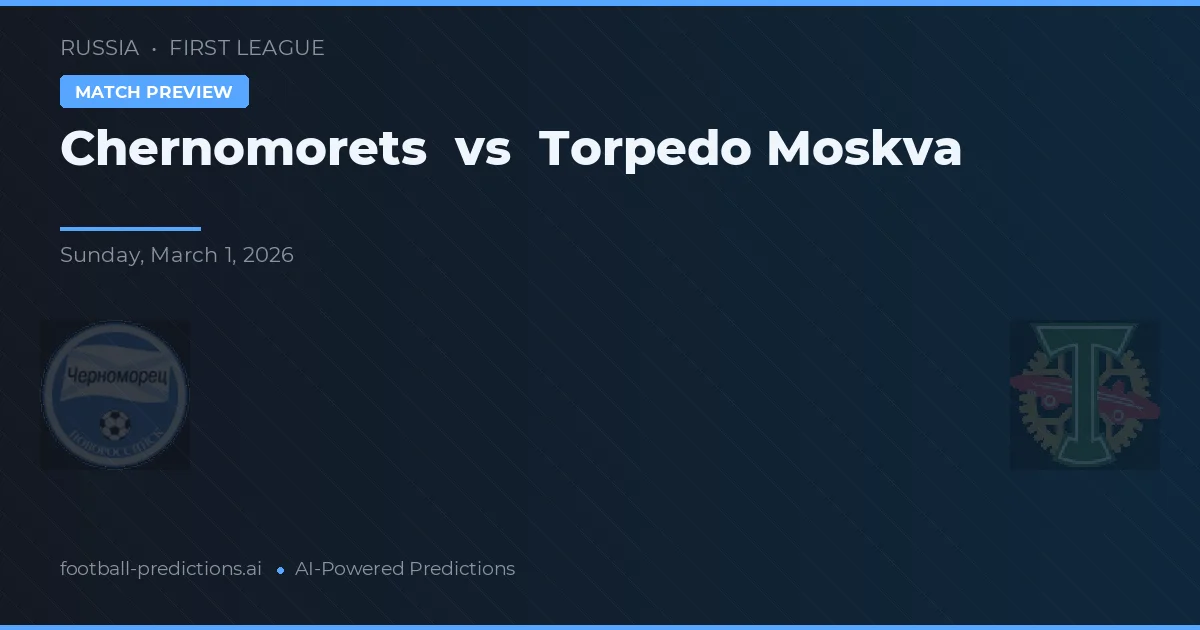 Chernomorets vs Torpedo Moskva — předpověď a náhled zápasu