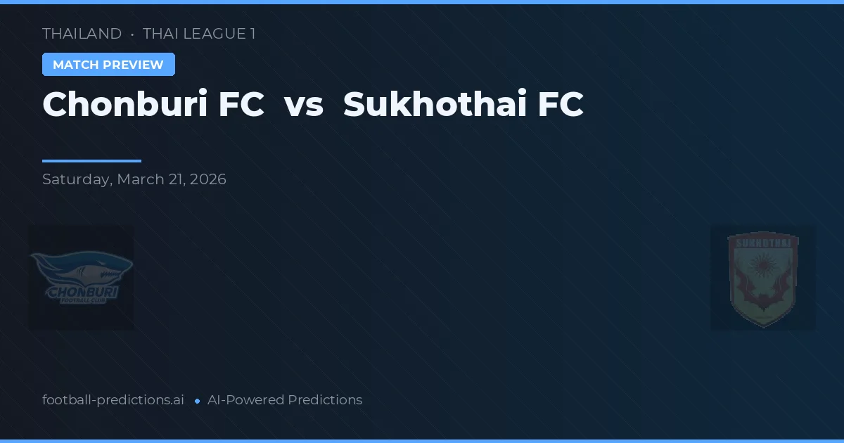 Chonburi FC vs Sukhothai FC — předpověď a náhled zápasu