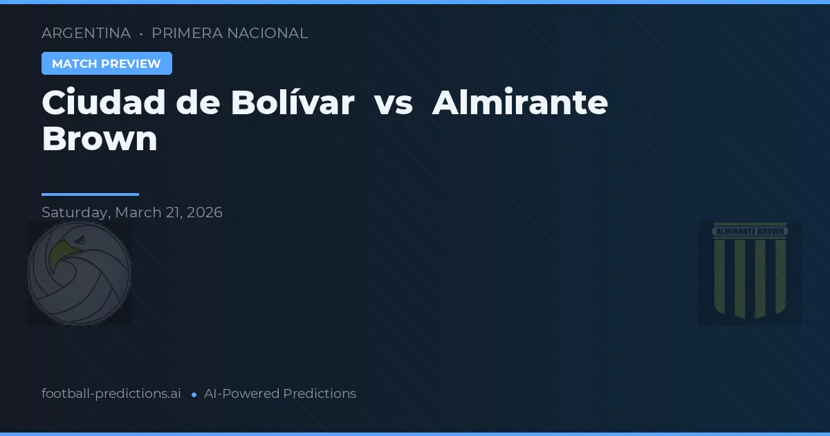 Ciudad de Bolívar vs Almirante Brown — předpověď a náhled zápasu