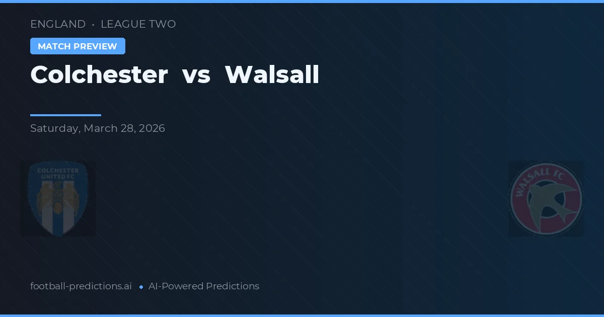 Colchester vs Walsall — předpověď a náhled zápasu