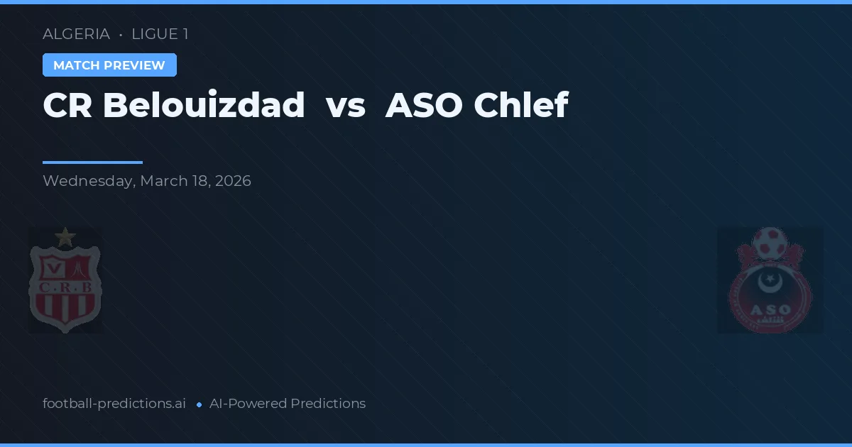 CR Belouizdad vs ASO Chlef — předpověď a náhled zápasu
