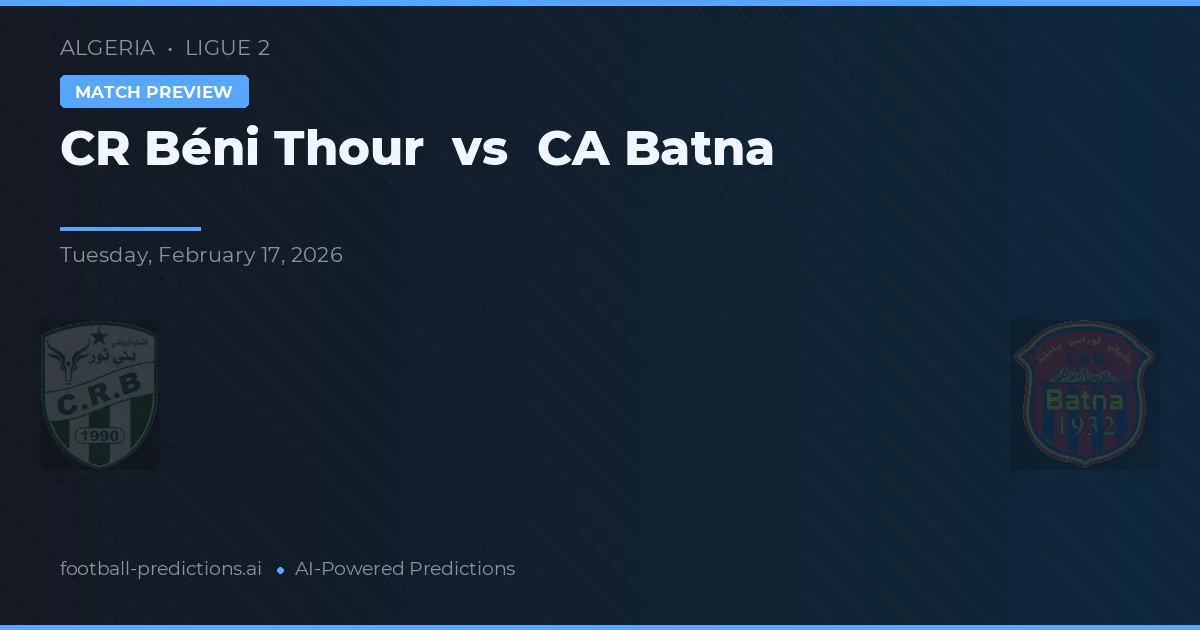 CR Béni Thour vs CA Batna — předpověď a náhled zápasu