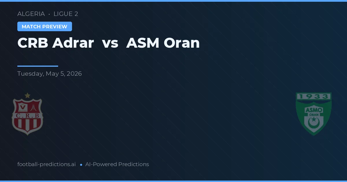 CRB Adrar vs ASM Oran — předpověď a náhled zápasu