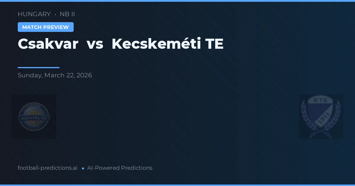 Csákvár vs Kecskeméti TE — předpověď a náhled zápasu