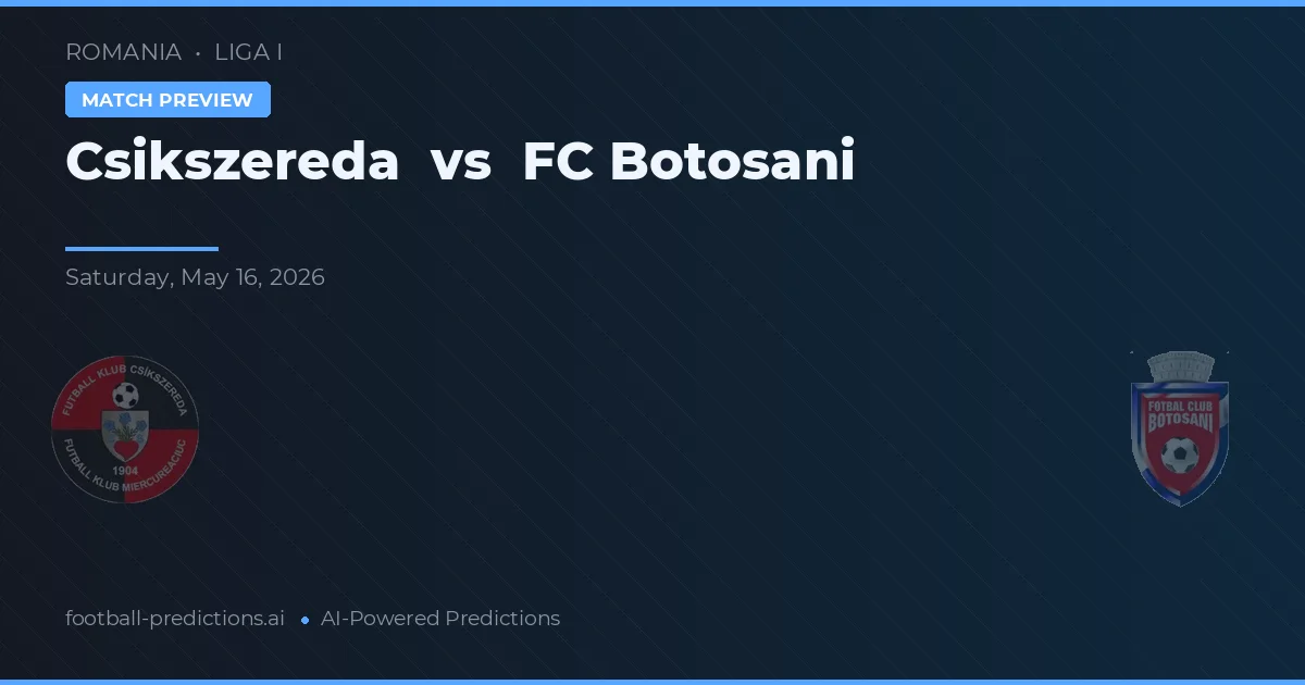 Čikszereda vs FC Botošani — předpověď a náhled zápasu