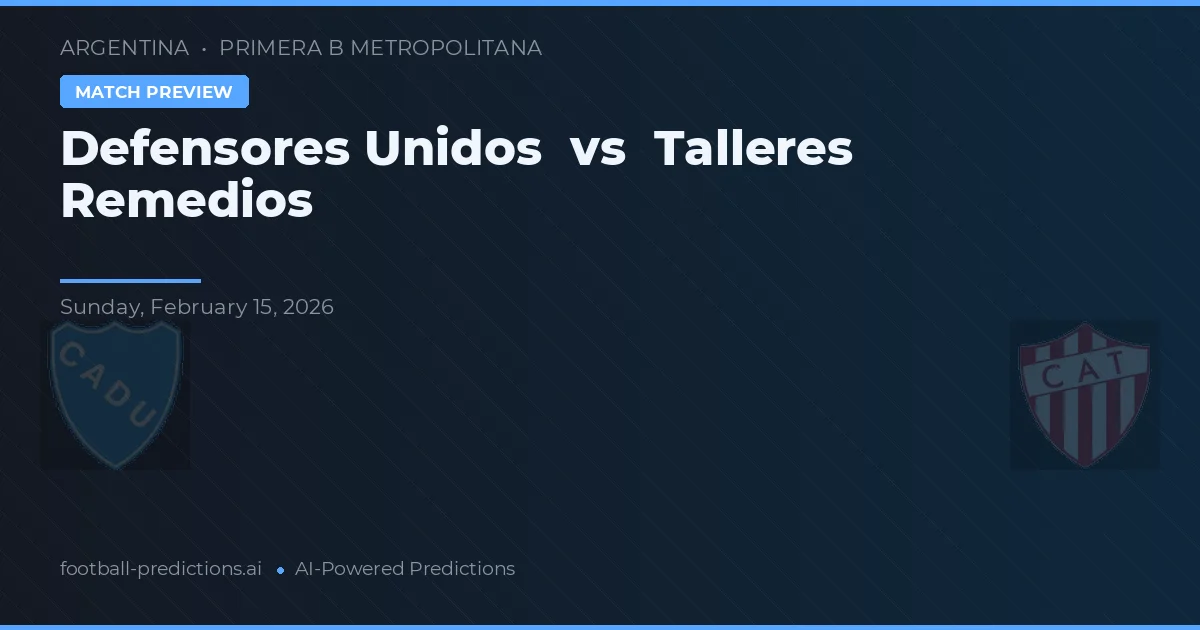 Defensores Unidos vs Talleres Remedios — předpověď a náhled zápasu