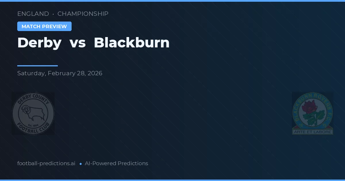 Derby vs Blackburn — předpověď a náhled zápasu