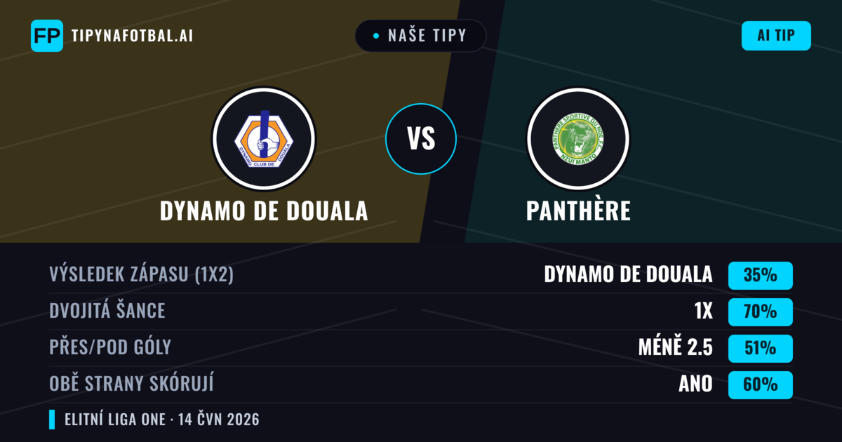 Naše tipy: Dynamo de Douala vs Panthère — Remíza (35%); Pod 2.5; Obě strany skórují: Ano