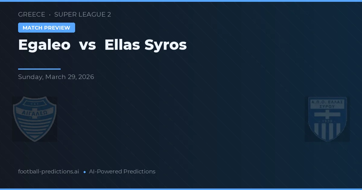 Egaleo vs Ellas Syros — předpověď a náhled zápasu