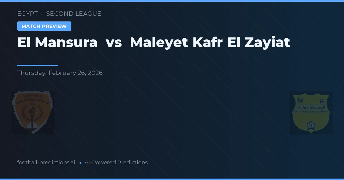 El Mansura vs Maleyet Kafr El Zayiat — předpověď a náhled zápasu