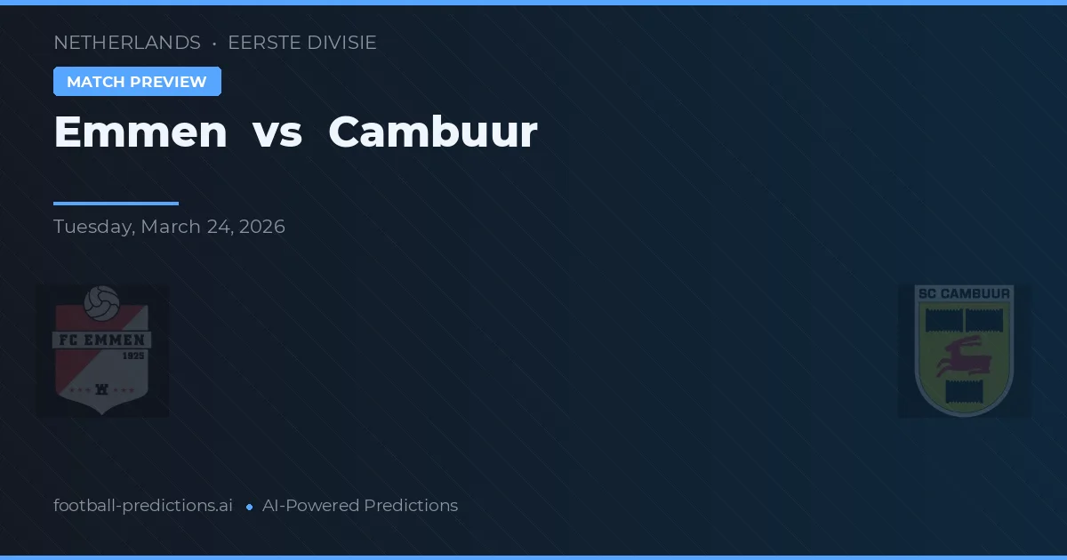 Emmen vs SC Cambuur — předpověď a náhled zápasu