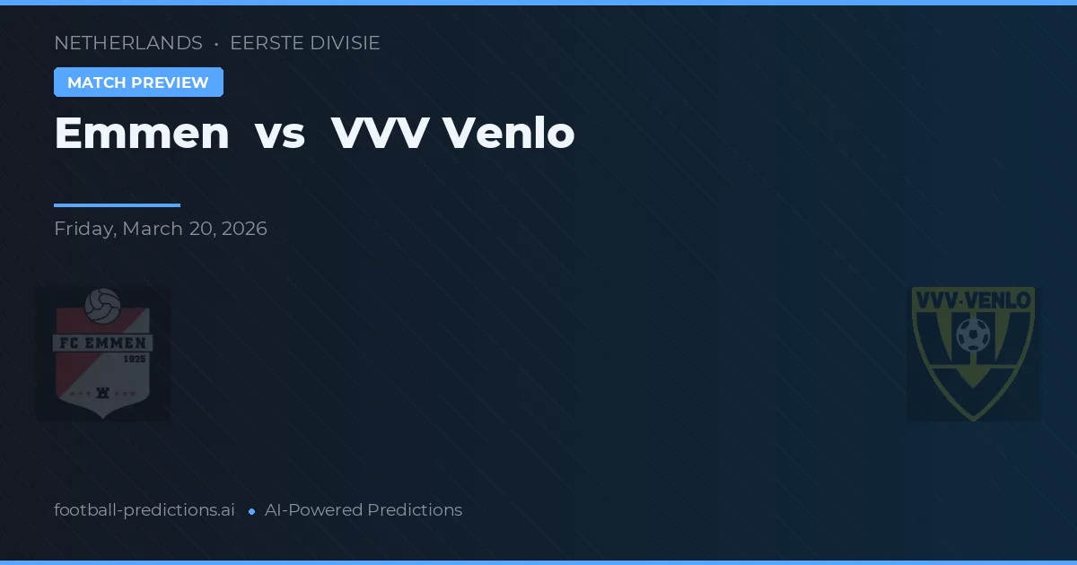 Emmen vs VVV Venlo — předpověď a náhled zápasu