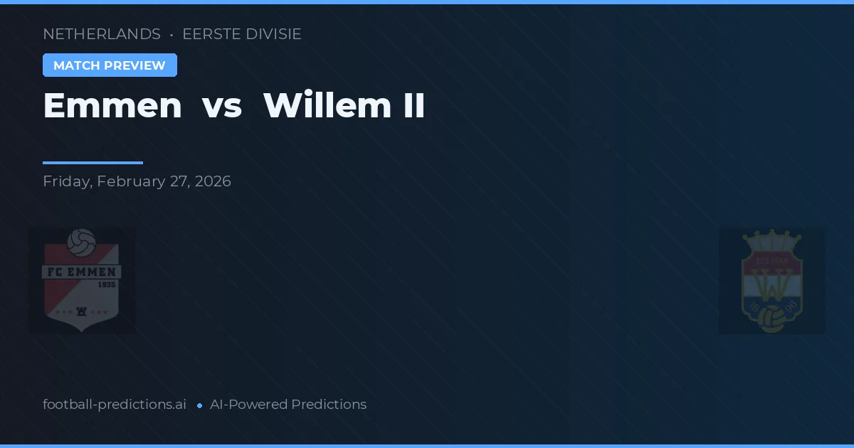 Emmen vs Willem II — předpověď a náhled zápasu