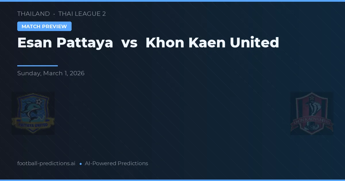 Esan Pattaya vs Khon Kaen United — předpověď a náhled zápasu
