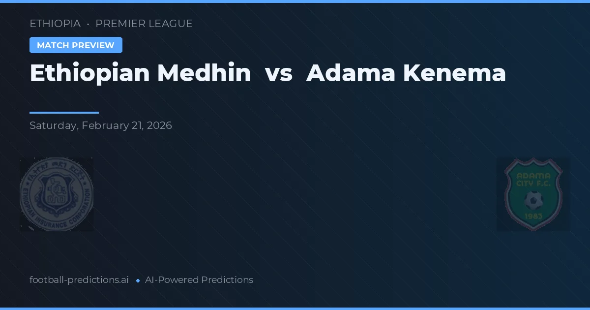 Etiopská Medhin vs Adama Kenema — předpověď a náhled zápasu