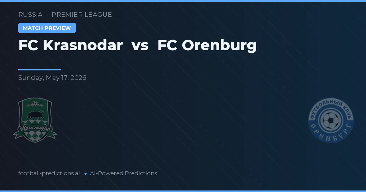 FC Krasnodar vs FC Orenburg — předpověď a náhled zápasu