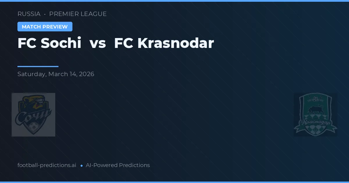 FC Soči vs FC Krasnodar — předpověď a náhled zápasu