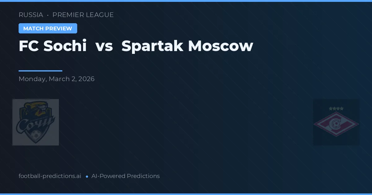 FC Soči vs Spartak Moskva — předpověď a náhled zápasu
