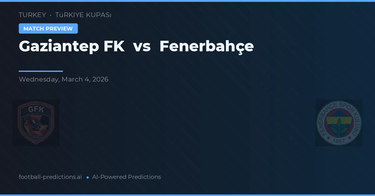 Gaziantep FK vs Fenerbahçe — předpověď a náhled zápasu