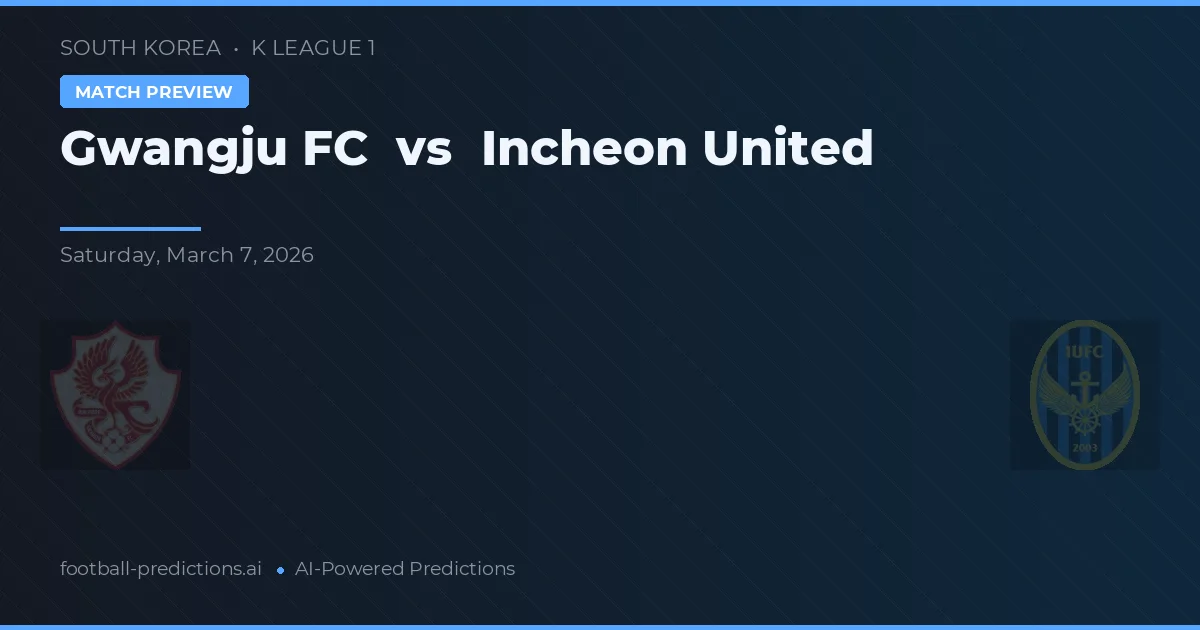 Gwangju FC vs Incheon United — předpověď a náhled zápasu