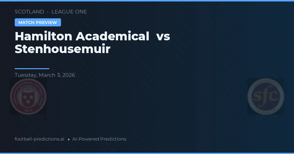 Hamilton Academical vs Stenhousemuir — předpověď a náhled zápasu