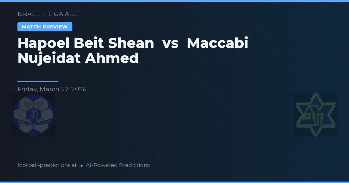 Hapoel Beit Še'an vs Maccabi Nujeidat Ahmed — předpověď a náhled zápasu