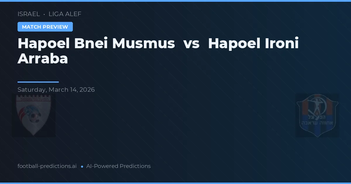 Hapoel Bnei Musmus vs Hapoel Ironi Arraba — předpověď a náhled zápasu