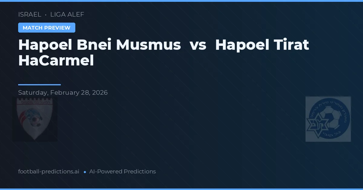 Hapoel Bnei Musmus vs Hapoel Tirat HaCarmel — předpověď a náhled zápasu