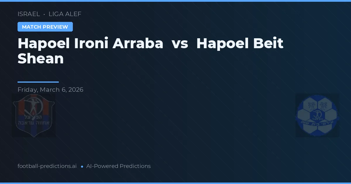 Hapoel Ironi Arraba vs Hapoel Beit Še'an — předpověď a náhled zápasu