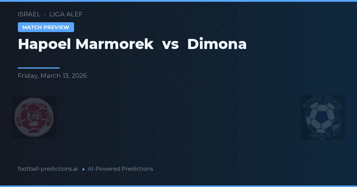 Hapoel Marmorak vs Dimona — předpověď a náhled zápasu