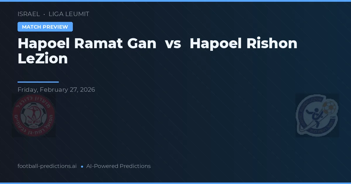 Hapoel Ramat Gan vs Hapoel Rishon LeZion — předpověď a náhled zápasu