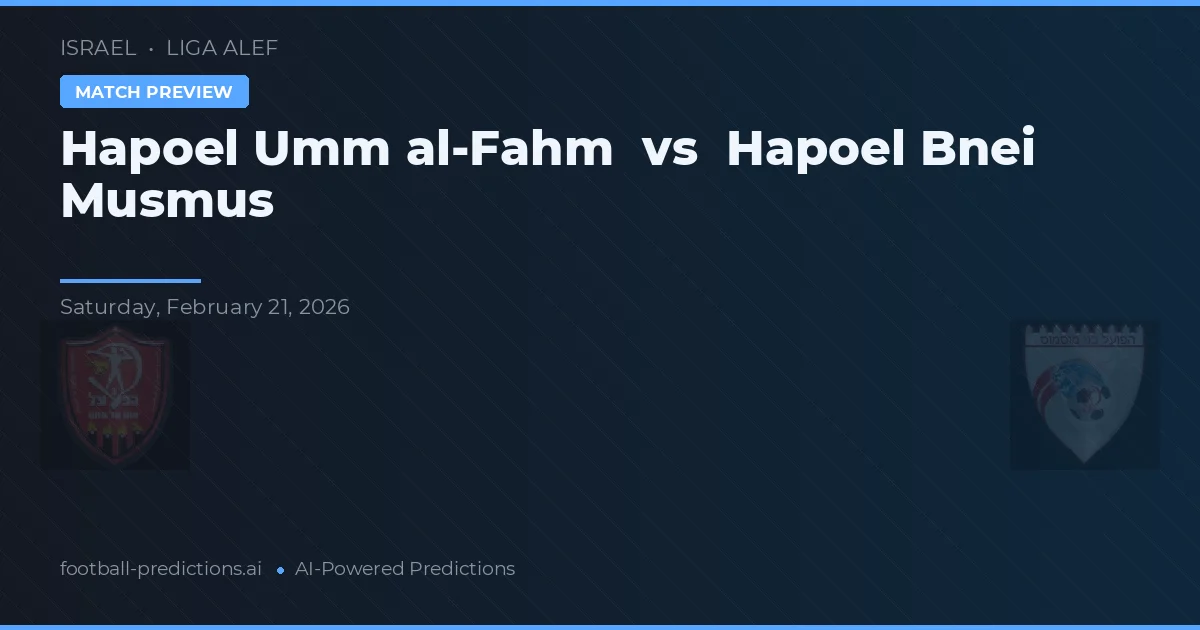 Hapoel Umm al-Fahm vs Hapoel Bnei Musmus — předpověď a náhled zápasu