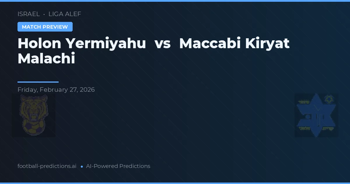 Holon Yermiyahu vs Maccabi Kiryat Malachi — předpověď a náhled zápasu