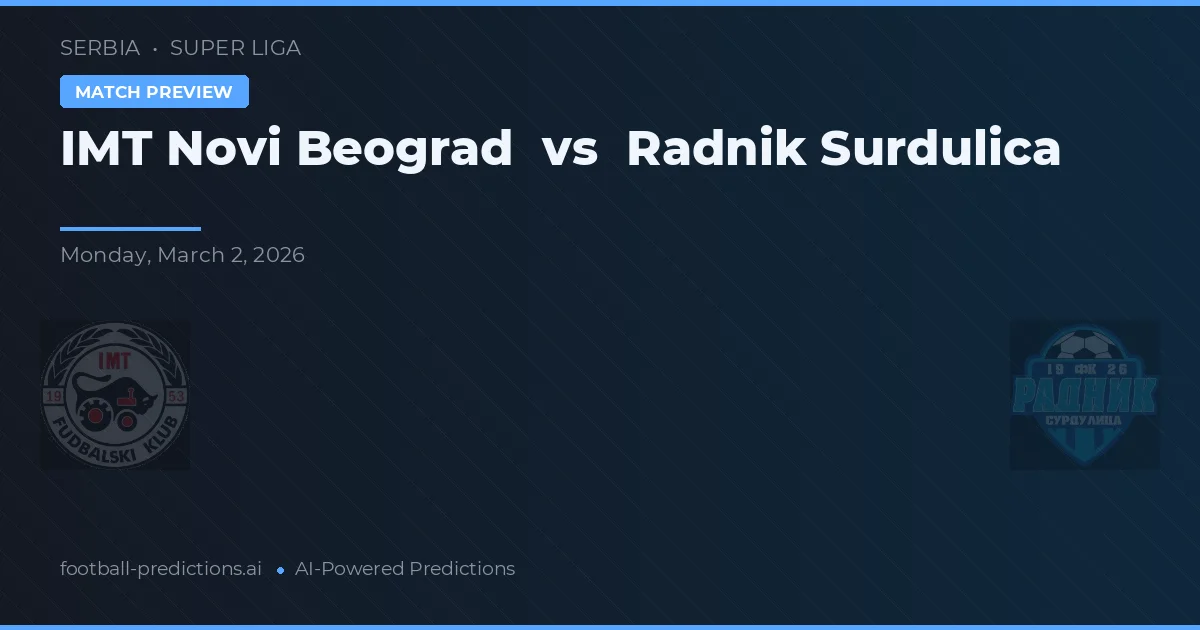 IMT Novi Beograd vs Radnik Surdulica — předpověď a náhled zápasu