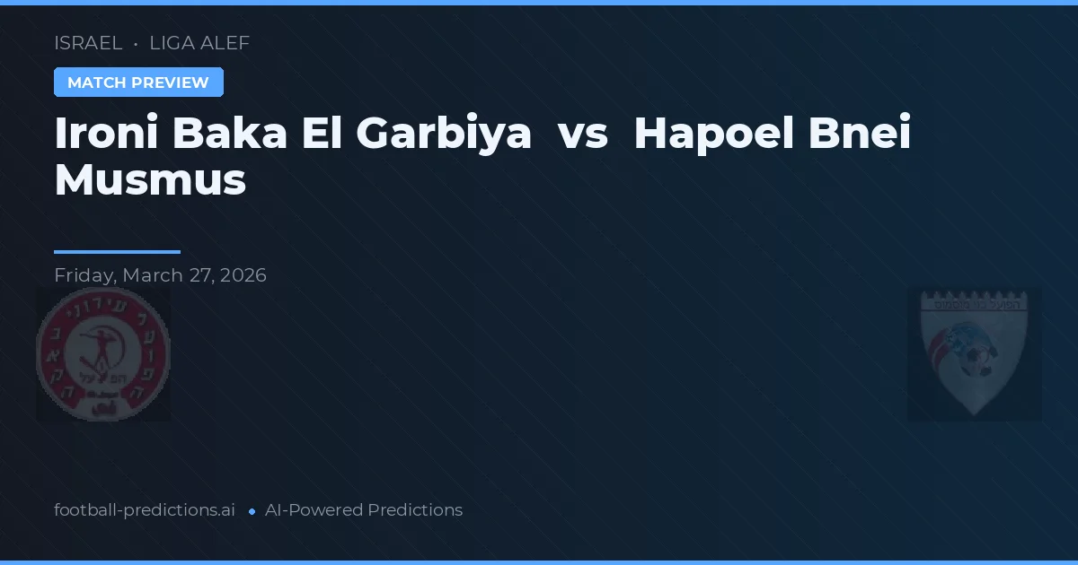 Hapoel Baka El Garbiya vs Hapoel Bnei Musmus — předpověď a náhled zápasu